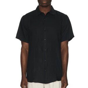 Onia Jack Air Linen Shirt Short Sleeve Size Small - Color Black - New With Tags